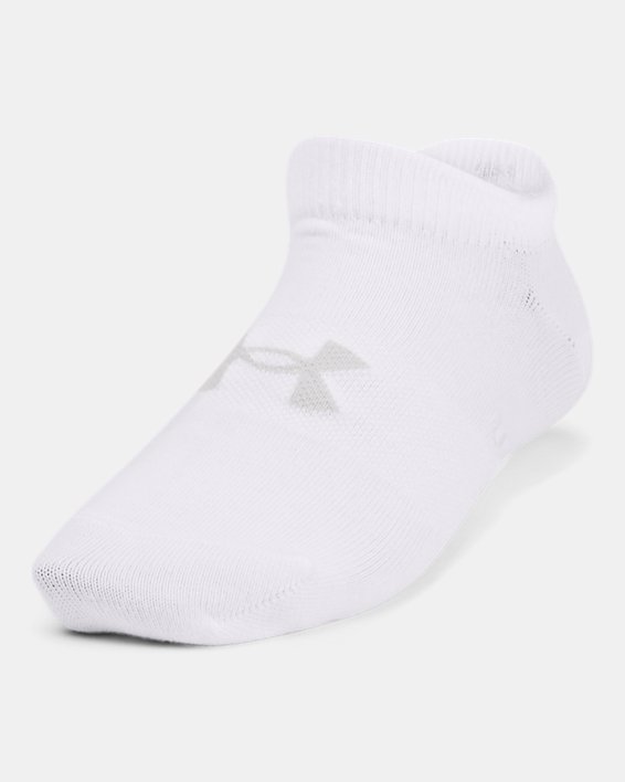 Kids' UA Essential 6-Pack No Show Socks in White image number 1